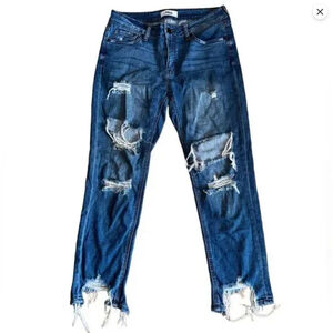 JBD Just Black Denim Distressed Ankle Mom Jeans